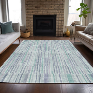 Piper Looms Chantille Stripes ACN2102 Mint Machine Washable Area Rug Lifestyle Image Feature
