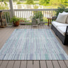 Piper Looms Chantille Stripes ACN2102 Mint Machine Washable Area Rug Outdoor Lifestyle Image Feature