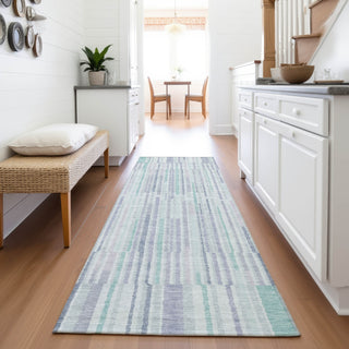 Piper Looms Chantille Stripes ACN2102 Mint Machine Washable Area Rug Runner Lifestyle Image Feature