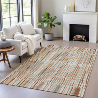 Piper Looms Chantille Stripes ACN2102 Paprika Machine Washable Area Rug Lifestyle Image Feature
