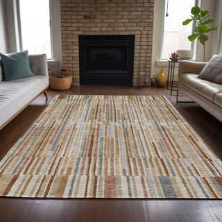 Piper Looms Chantille Stripes ACN2102 Paprika Machine Washable Area Rug Lifestyle Image Feature
