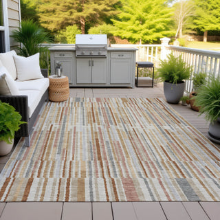 Piper Looms Chantille Stripes ACN2102 Paprika Machine Washable Area Rug Outdoor Lifestyle Image Feature