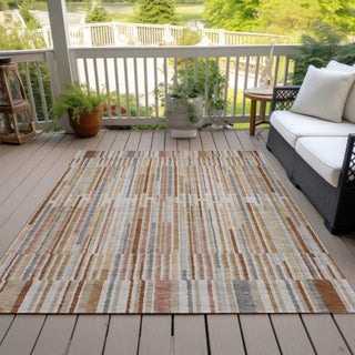 Piper Looms Chantille Stripes ACN2102 Paprika Machine Washable Area Rug Outdoor Lifestyle Image Feature