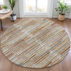 Piper Looms Chantille Stripes ACN2102 Paprika Machine Washable Area Rug Round Lifestyle Image Feature