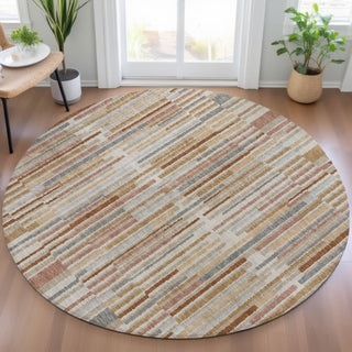 Piper Looms Chantille Stripes ACN2102 Paprika Machine Washable Area Rug Round Lifestyle Image Feature