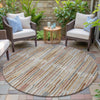 Piper Looms Chantille Stripes ACN2102 Paprika Machine Washable Area Rug Round Outdoor Lifestyle Image Feature