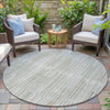 Piper Looms Chantille Stripes ACN2102 Sage Machine Washable Area Rug Round Outdoor Lifestyle Image Feature