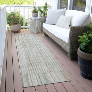 Piper Looms Chantille Stripes ACN2102 Sage Machine Washable Area Rug Runner Outdoor Lifestyle Image Feature