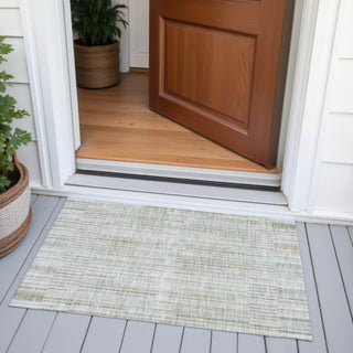 Piper Looms Chantille Stripes ACN2102 Sage Machine Washable Area Rug Scatter Outdoor Lifestyle Image Feature