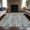 Piper Looms Chantille Stripes ACN2102 Teal Machine Washable Area Rug Lifestyle Image Feature