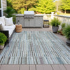 Piper Looms Chantille Stripes ACN2102 Teal Machine Washable Area Rug Outdoor Lifestyle Image Feature