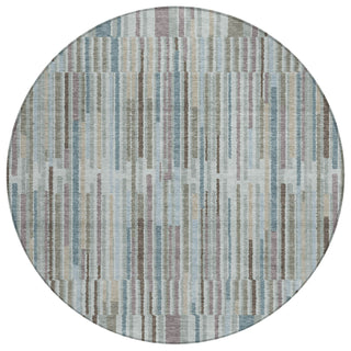 Piper Looms Chantille Stripes ACN2102 Teal Machine Washable Area Rug Round Main Image