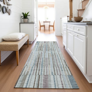 Piper Looms Chantille Stripes ACN2102 Teal Machine Washable Area Rug Runner Lifestyle Image Feature