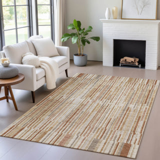 Piper Looms Chantille Stripes ACN2102 Terracotta Machine Washable Area Rug Lifestyle Image Feature