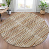 Piper Looms Chantille Stripes ACN2102 Terracotta Machine Washable Area Rug Round Lifestyle Image Feature