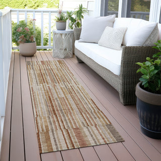 Piper Looms Chantille Stripes ACN2102 Terracotta Machine Washable Area Rug Runner Outdoor Lifestyle Image Feature