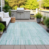 Piper Looms Chantille Stripes ACN2102 Turquoise Machine Washable Area Rug Outdoor Lifestyle Image Feature