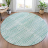 Piper Looms Chantille Stripes ACN2102 Turquoise Machine Washable Area Rug Round Lifestyle Image Feature