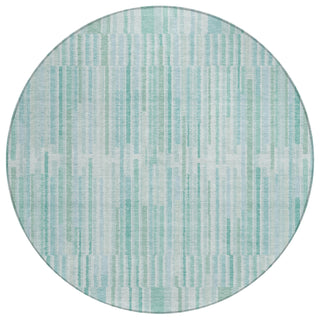 Piper Looms Chantille Stripes ACN2102 Turquoise Machine Washable Area Rug Round Main Image