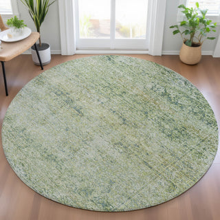 Piper Looms Chantille Global ACN2103 Aloe Machine Washable Area Rug Round Lifestyle Image Feature