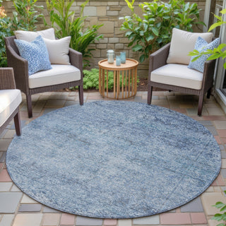 Piper Looms Chantille Global ACN2103 Blue Machine Washable Area Rug Round Outdoor Lifestyle Image Feature