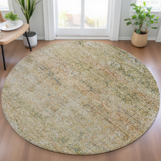 Piper Looms Chantille Global ACN2103 Gold Machine Washable Area Rug Round Lifestyle Image Feature