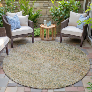 Piper Looms Chantille Global ACN2103 Gold Machine Washable Area Rug Round Outdoor Lifestyle Image Feature