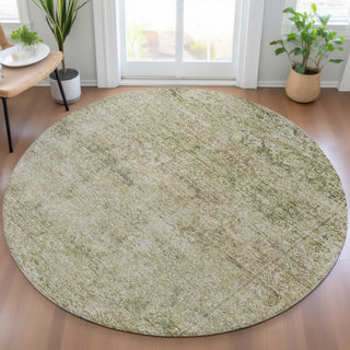 Piper Looms Chantille Global ACN2103 Sage Machine Washable Area Rug Round Lifestyle Image Feature