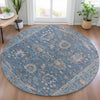 Piper Looms Chantille Global ACN2104 Blue Machine Washable Area Rug Round Lifestyle Image Feature