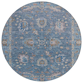 Piper Looms Chantille Global ACN2104 Blue Machine Washable Area Rug Round Main Image