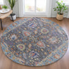 Piper Looms Chantille Global ACN2104 Gray Machine Washable Area Rug Round Lifestyle Image Feature