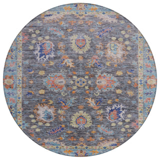 Piper Looms Chantille Global ACN2104 Gray Machine Washable Area Rug Round Main Image