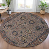 Piper Looms Chantille Global ACN2104 Mocha Machine Washable Area Rug Round Lifestyle Image Feature