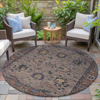 Piper Looms Chantille Global ACN2104 Mocha Machine Washable Area Rug Round Outdoor Lifestyle Image Feature