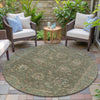 Piper Looms Chantille Global ACN2104 Olive Machine Washable Area Rug Round Outdoor Lifestyle Image Feature
