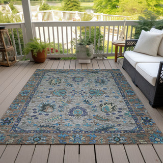 Piper Looms Chantille Global ACN2104 Pewter Machine Washable Area Rug Outdoor Lifestyle Image Feature