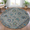 Piper Looms Chantille Global ACN2104 Pewter Machine Washable Area Rug Round Lifestyle Image Feature