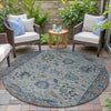 Piper Looms Chantille Global ACN2104 Pewter Machine Washable Area Rug Round Outdoor Lifestyle Image Feature