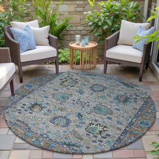 Piper Looms Chantille Global ACN2104 Pewter Machine Washable Area Rug Round Outdoor Lifestyle Image Feature