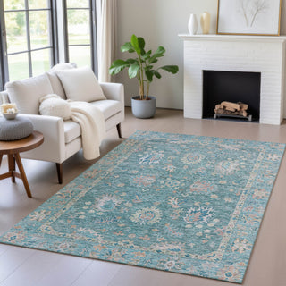 Piper Looms Chantille Global ACN2104 Teal Machine Washable Area Rug Lifestyle Image Feature