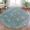 Piper Looms Chantille Global ACN2104 Teal Machine Washable Area Rug Round Lifestyle Image Feature