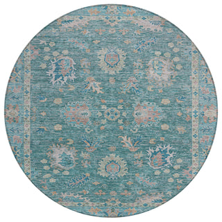 Piper Looms Chantille Global ACN2104 Teal Machine Washable Area Rug Round Main Image
