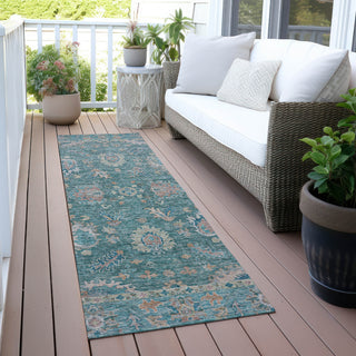 Piper Looms Chantille Global ACN2104 Teal Machine Washable Area Rug Runner Outdoor Lifestyle Image Feature
