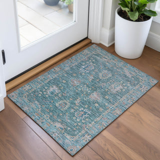 Piper Looms Chantille Global ACN2104 Teal Machine Washable Area Rug Scatter Lifestyle Image Feature