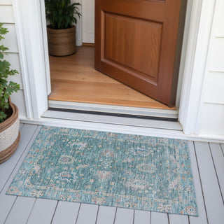 Piper Looms Chantille Global ACN2104 Teal Machine Washable Area Rug Scatter Outdoor Lifestyle Image Feature