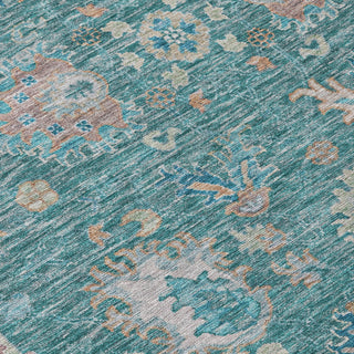 Piper Looms Chantille Global ACN2104 Teal Machine Washable Area Rug Swatch Image