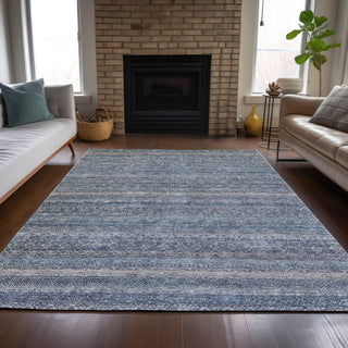 Piper Looms Chantille Stripes ACN2105 Blue Machine Washable Area Rug Lifestyle Image Feature
