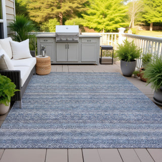 Piper Looms Chantille Stripes ACN2105 Blue Machine Washable Area Rug Outdoor Lifestyle Image Feature