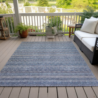 Piper Looms Chantille Stripes ACN2105 Blue Machine Washable Area Rug Outdoor Lifestyle Image Feature