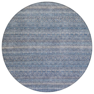 Piper Looms Chantille Stripes ACN2105 Blue Machine Washable Area Rug Round Main Image